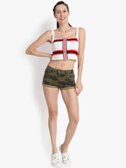 Kotty Women Khaki Camouflage Printed Regular Fit Hot Pants