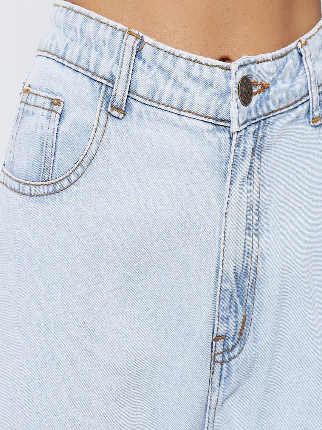 Kotty Women Blue Jean Straight Fit High-Rise Stretchable Cropped Jeans