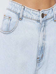 Kotty Women Blue Jean Straight Fit High-Rise Stretchable Cropped Jeans