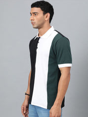 Kotty Men Colourblocked Polo Collar T-shirt