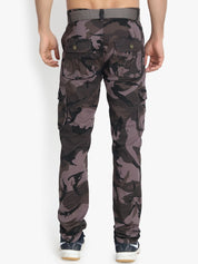Kotty Men Grey & Black Regular Fit Printed Cargos