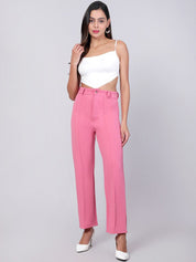 Kotty Women Relaxed Straight Fit High-Rise Easy Wash Trousers