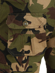 Kotty Men Olive Green & Brown Regular Fit Printed Cargos