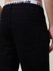 Kotty Men Black Jean Straight Fit Low-Rise Clean Look Stretchable Jeans