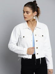 Kotty White Crop Denim Jacket