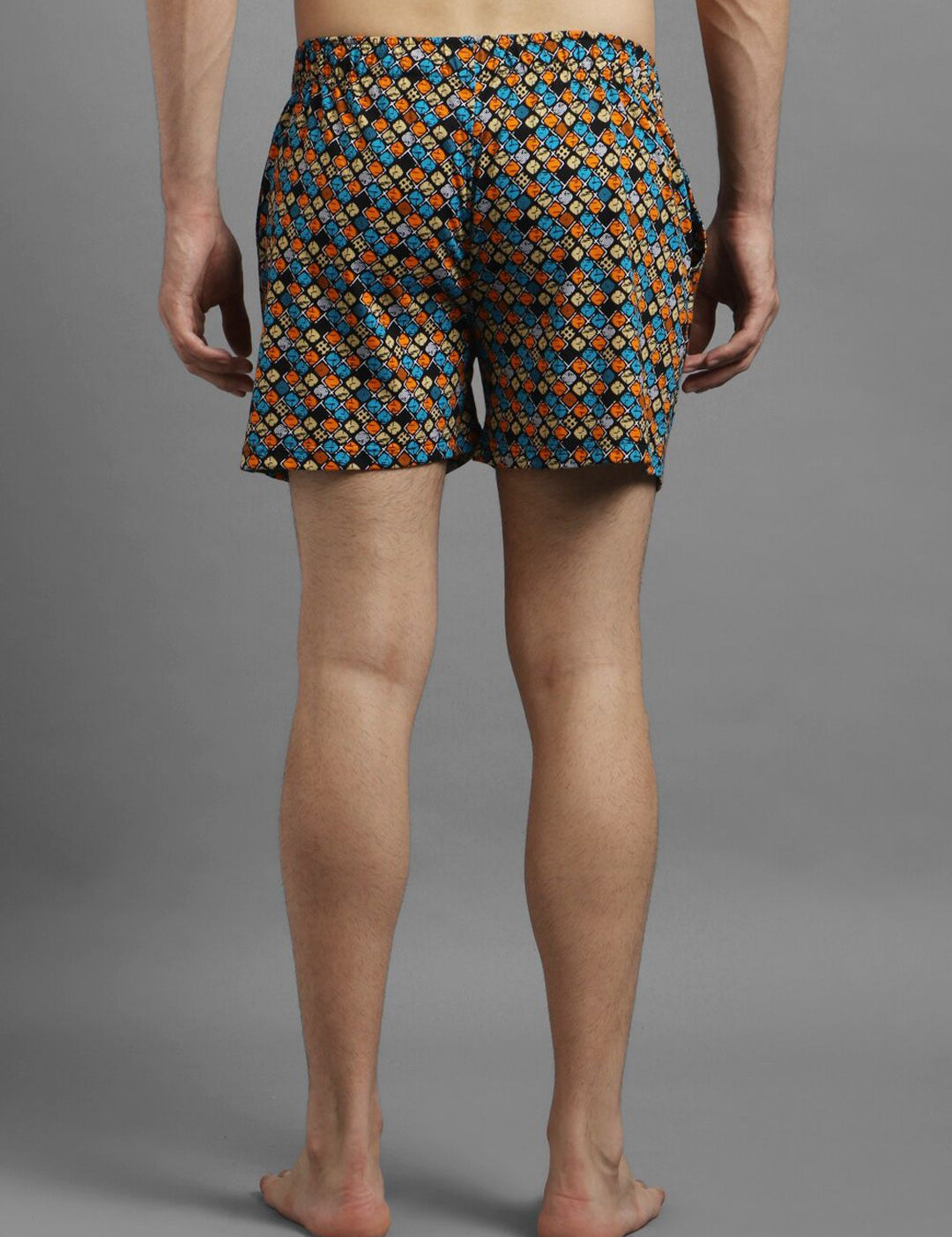 Kotty Men Blue & Orange Printed Boxers