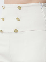 Kotty Women White Solid Relaxed Straight Fit High-Rise Parallel Trousers