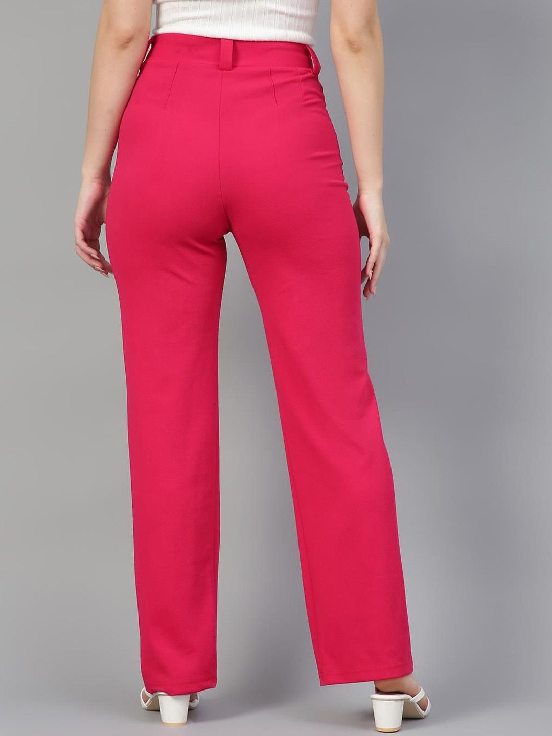 Kotty Women Relaxed Straight Leg Straight Fit High-Rise Easy Wash Trousers
