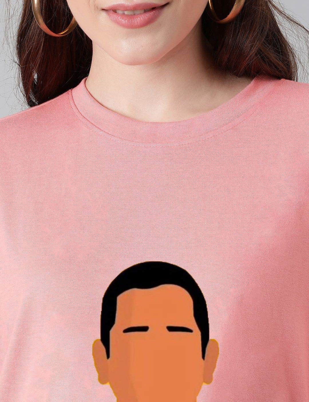 Kotty Women Graphic Printed Round Neck Cotton Oversized T-shirt