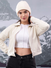 Kotty Women Shirt Collar Crop Sweatshirt