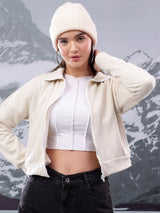 Kotty Women Shirt Collar Crop Sweatshirt