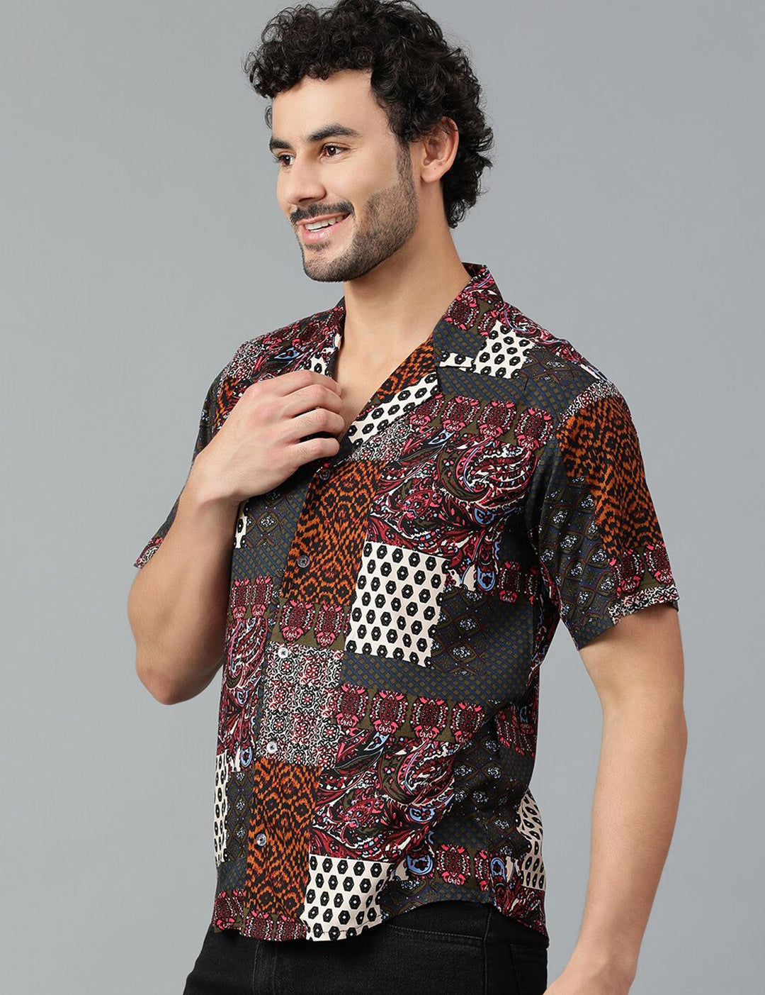 Kotty Men Conversational Scarf Printed Casual Shirt