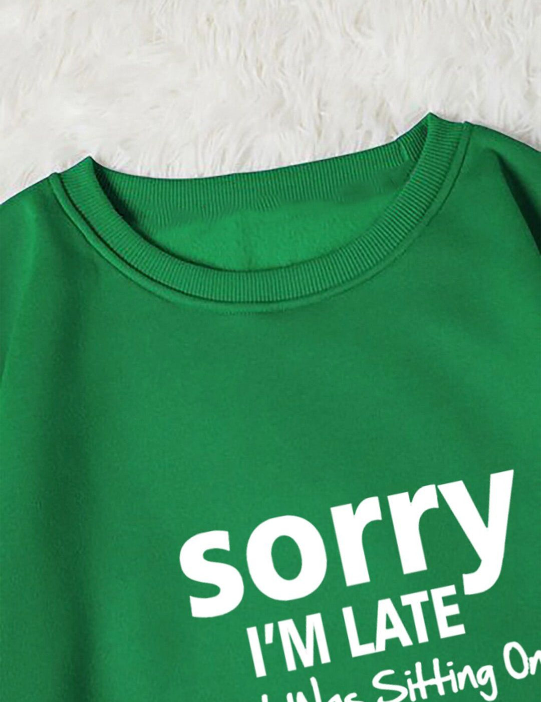 Kotty Typography Printed Round Neck Fleece Pullover Sweatshirt