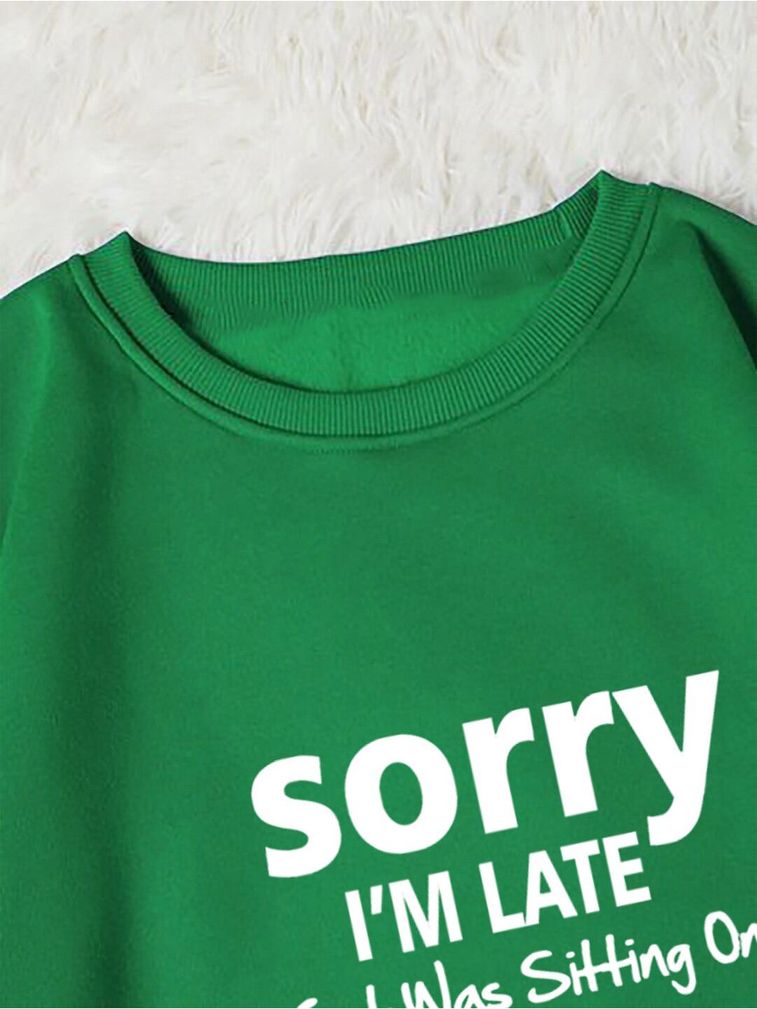 Kotty Typography Printed Round Neck Fleece Pullover Sweatshirt