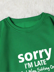 Kotty Typography Printed Round Neck Fleece Pullover Sweatshirt