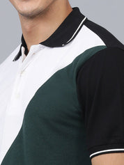 Kotty Colourblocked Polo Collar Regular Fit Cotton T-Shirt