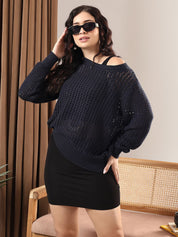 Kotty Women Open Knit Pullover Sweater