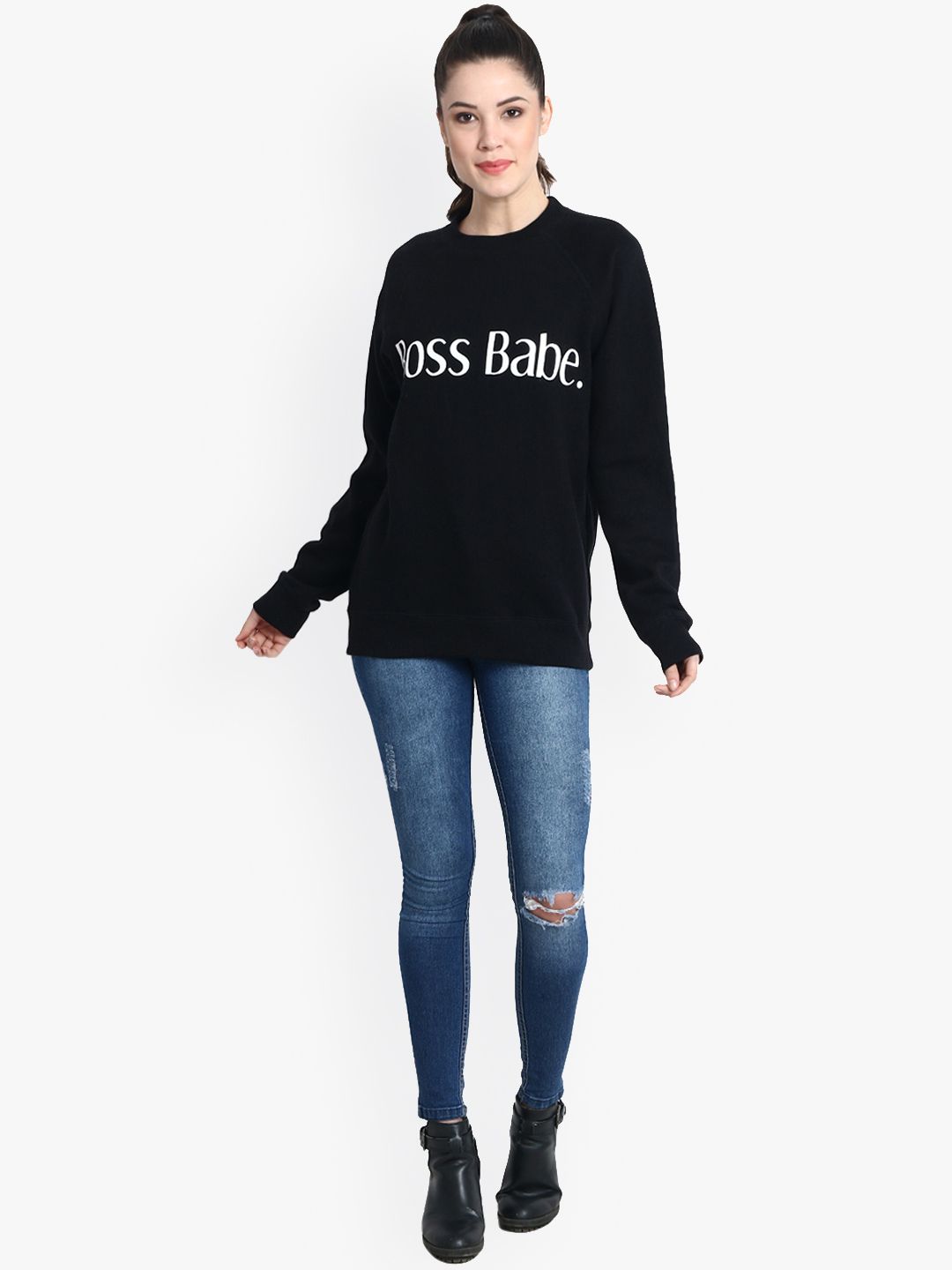 Kotty Women Black Printed Sweatshirt