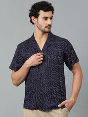 Kotty Men Cuban Collar Micro Ditsy Printed Casual Shirt