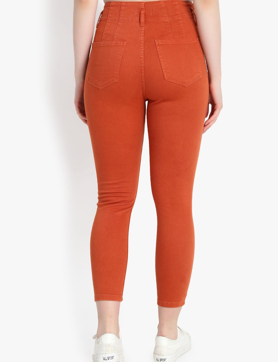 Kotty Women Orange Skinny Fit High-Rise Clean Look Cropped Jeans