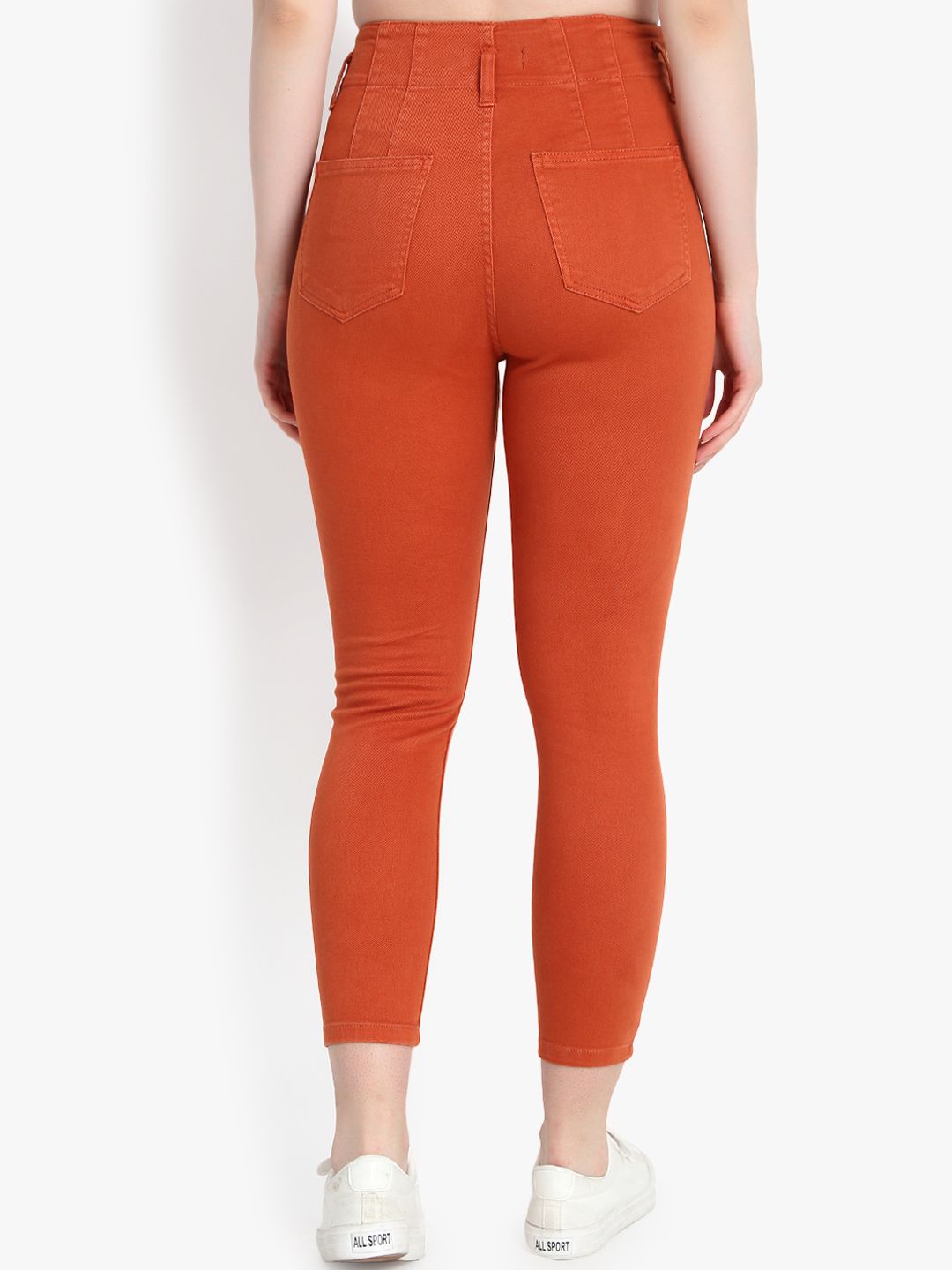 Kotty Women Orange Skinny Fit High-Rise Clean Look Cropped Jeans