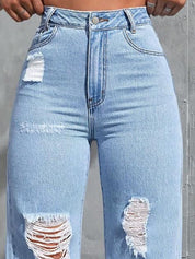 Kotty Women Straight Fit High-Rise Slash Knee Jeans