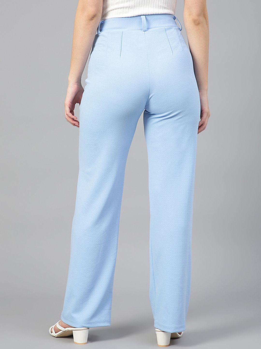 Kotty Women Pack Of 2 Relaxed Straight Leg Fit High-Rise Easy Wash Trousers