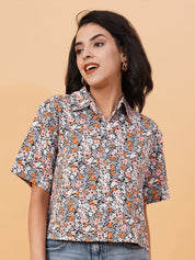 Kotty Black Floral Printed Casual Shirt
