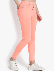 Kotty Women Orange Skinny Fit High-Rise Clean Look Cropped Jeans