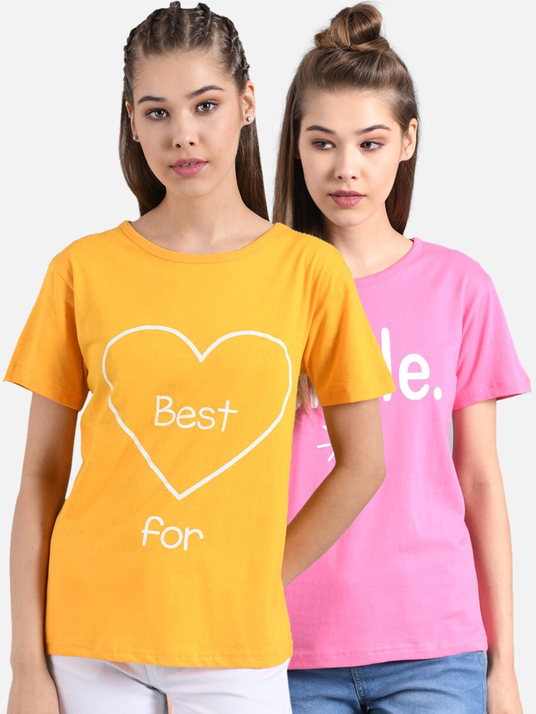 Kotty Women Pack Of 2 Printed Round Neck T-shirt