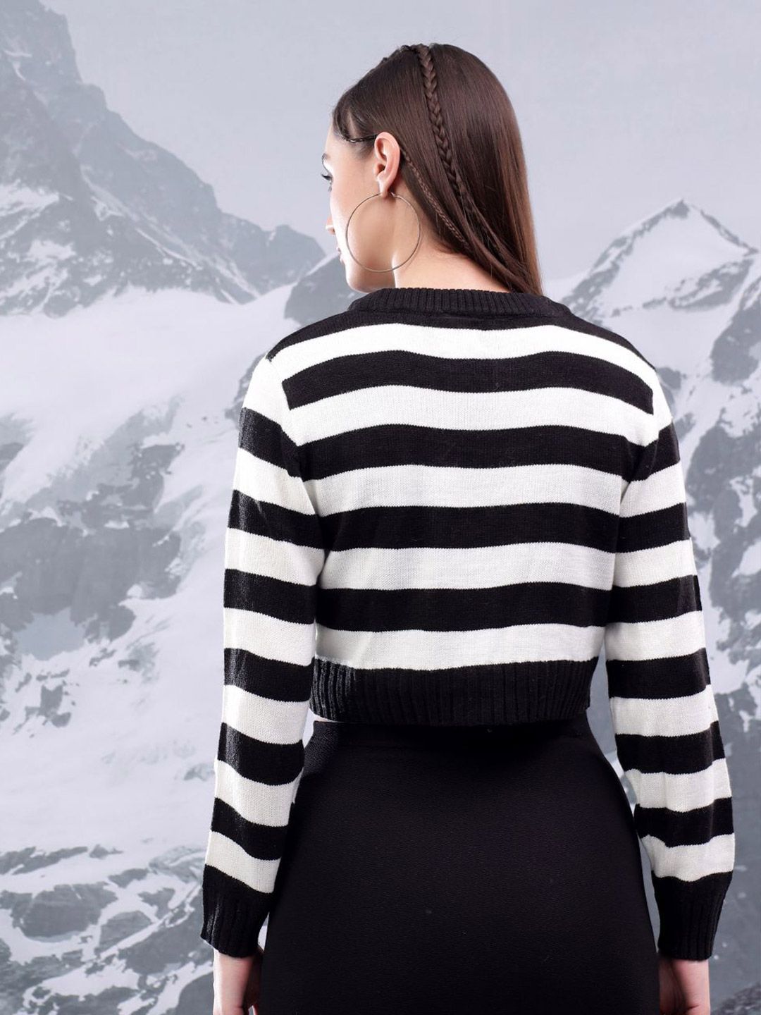 Kotty Women Striped Crop Cardigan