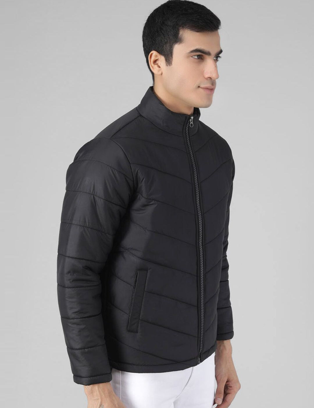 Kotty Men Black Solid Puffer Jacket