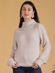 Kotty Women Turtle Neck Ribbed Pullover Sweater