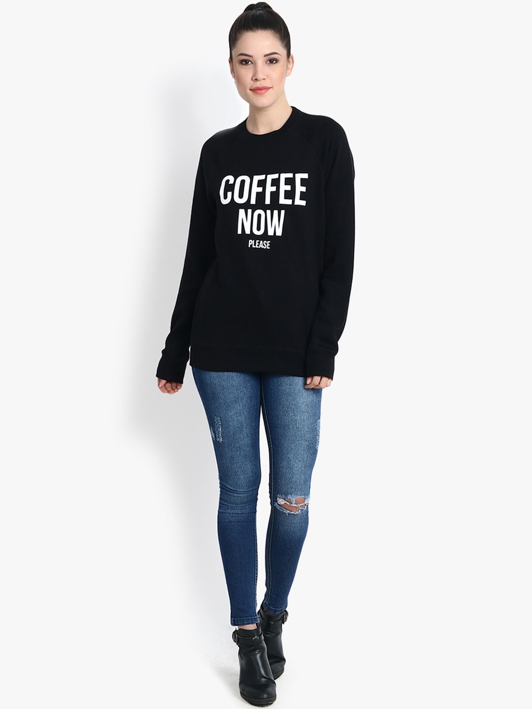 Kotty Women Black Printed Sweatshirt