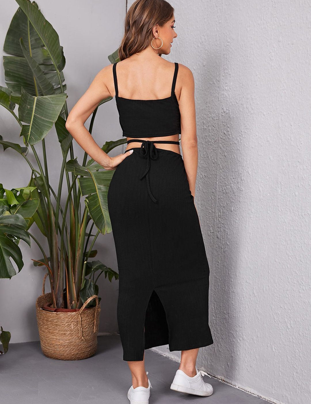 Kotty Ribbed Shoulder Strap Top & Skirt 