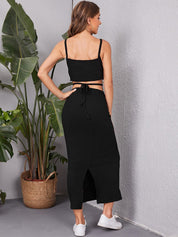 Kotty Ribbed Shoulder Strap Top & Skirt 