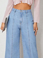 Kotty Women Wide Leg High-Rise Clean Look Stretchable Jeans