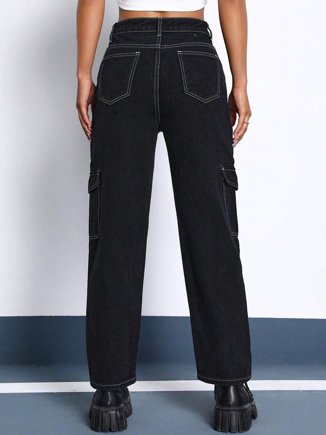 Kotty Women Jean Black Straight Fit High-Rise Stretchable Jeans