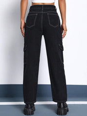 Kotty Women Jean Black Straight Fit High-Rise Stretchable Jeans