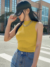 Kotty Women High Neck Sleeveless Fitted Crop Top