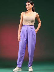 Kotty Women Solid Relaxed Mid-Rise Regular FitPleated RegularTrousers