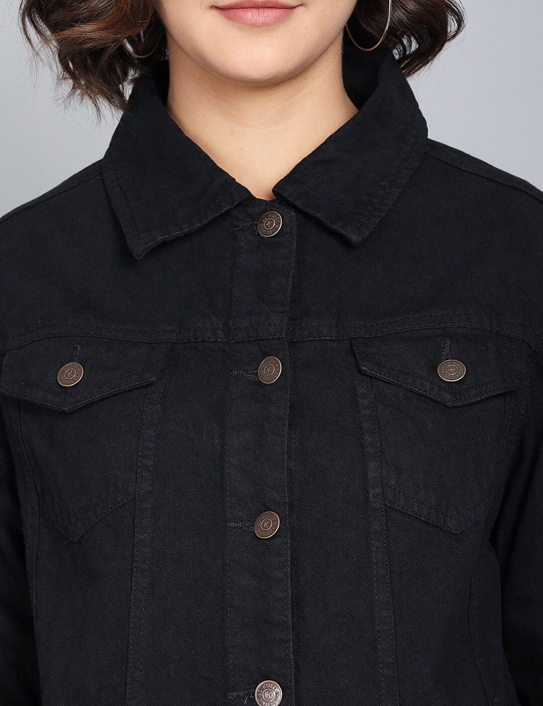 Kotty Women Black Cotton Denim Jacket