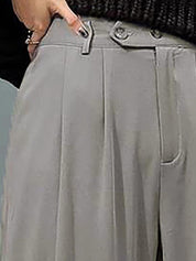 CURVE BY KOTTY Women Relaxed Straight Leg High-Rise Easy Wash Pleated Trouser