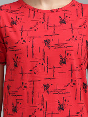 Kotty Women Red & Black Printed Night suit