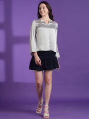 KOTTY BIZwear Round Neck Long Sleeves Satin Top