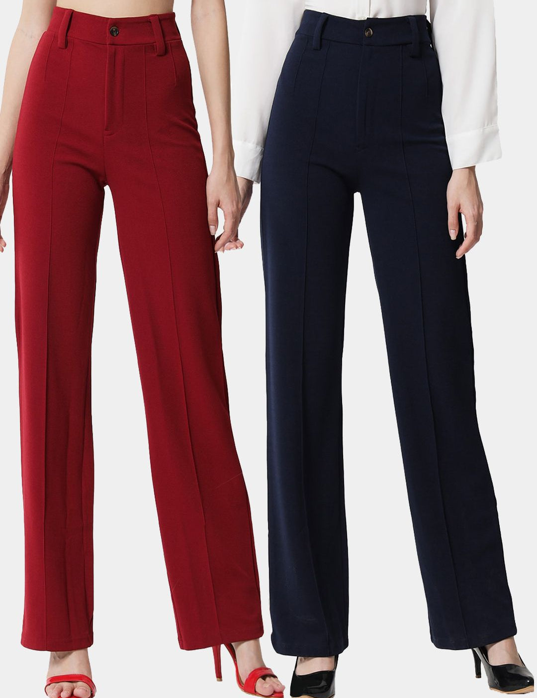KOTTY BIZwear Women Pack Of 2 Relaxed Straight Fit High-Rise Easy Wash Parallel Trousers