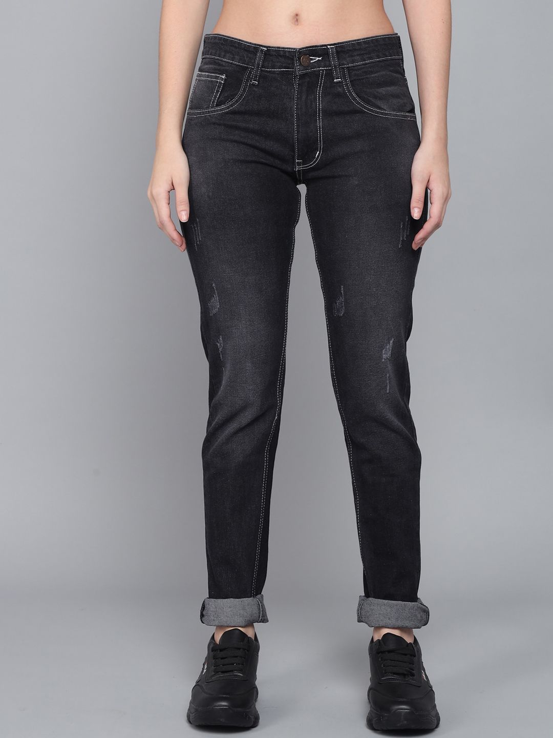 Kotty Women Black Slim Fit High-Rise Light Fade Jeans