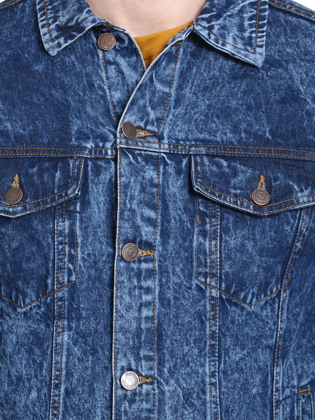 Kotty Men Blue Solid Denim Jacket
