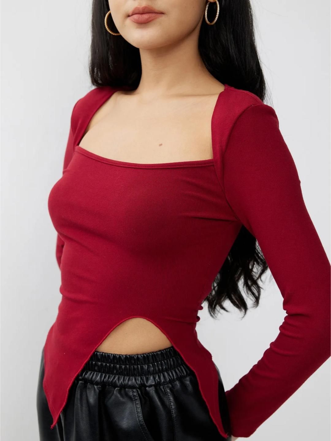 Kotty Women Cotton Square Neck Fitted Top