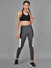 Kotty Women Grey & Black Colourblocked Tights